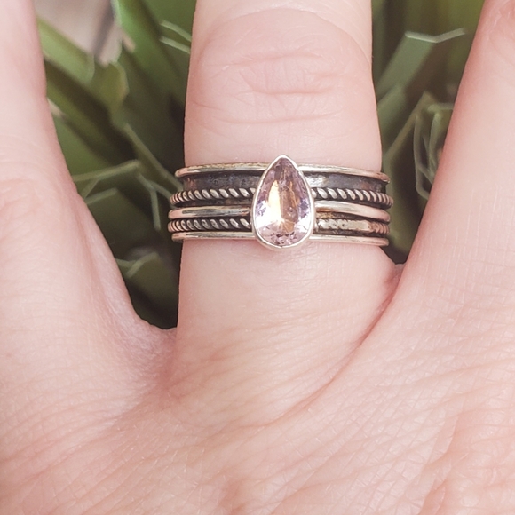 New Pink Topaz 925 Silver Spinner Meditation Ring. - Picture 7 of 11